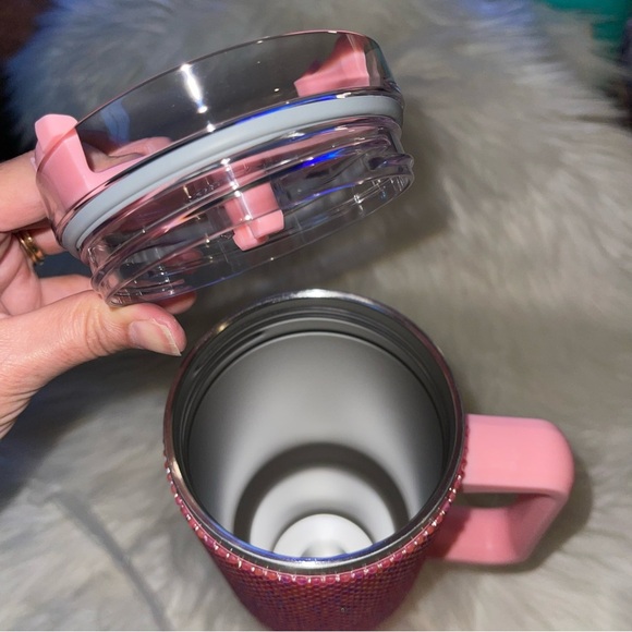 Pink Rhinestone Tumbler Stainless Steel Style 40oz with Handle New - Picture 11 of 15